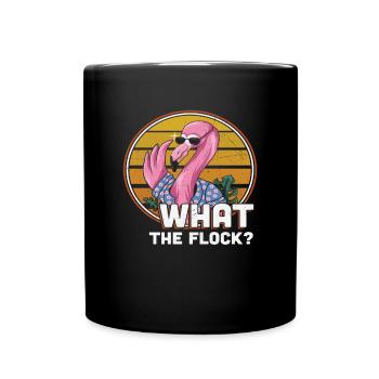 Was die Herde Flamingo - Tasse einfarbig - Schwarz - Vorne