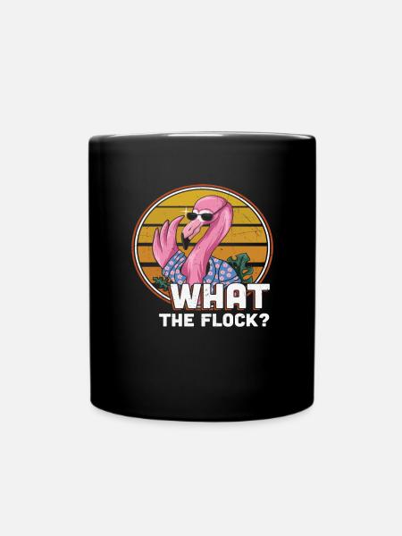 Was die Herde Flamingo - Tasse einfarbig - Schwarz
