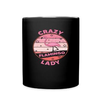 Crazy Flamingo Lady Flamingo Citations - Mug uni - noir - Devant
