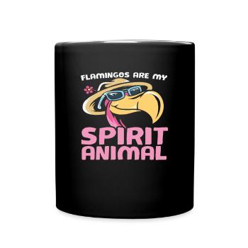 Flamingos sind mein Geisttier - Tasse einfarbig - Schwarz - Vorne