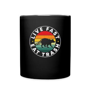 Live Eat Fast Trash Funny Camping Citations - Mug uni - noir - Devant