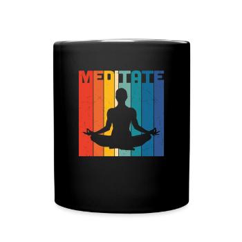 Meditiere Retro - Tasse einfarbig - Schwarz - Vorne