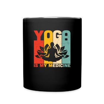 Yoga ist meine Medizin Yoga - Tasse einfarbig - Schwarz - Vorne
