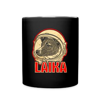 Laika Space Dog Soviet Union - Full Colour Mug - black - Front