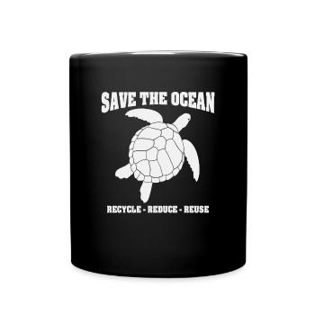 Save The Ocean Aquatic Life Quotes - Full Colour Mug - black - Front