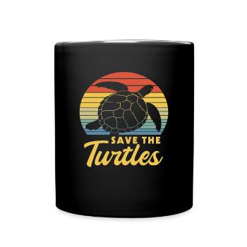 Save The Turtles Rétro - Mug uni - noir - Devant