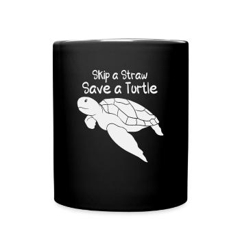 Überspringen Sie einen Strohhalm Save A Turtle Sea Protection Support - Tasse einfarbig - Schwarz - Vorne