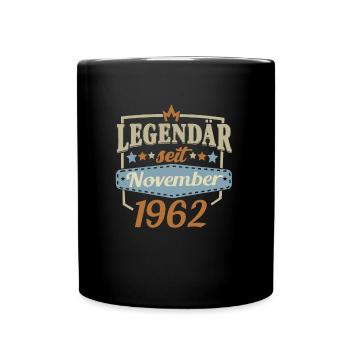 Legendär seit November 1962 Vintage Retro Sprüche - Tasse einfarbig - Schwarz - Vorne