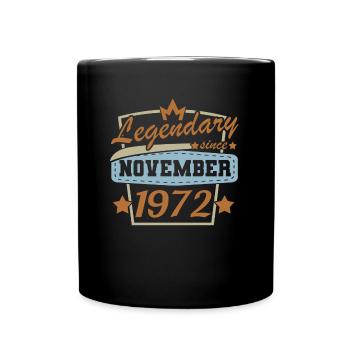 Legendär seit November 1972 Retro Sprüche 50. - Tasse einfarbig - Schwarz - Vorne