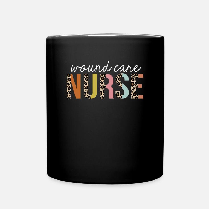Wundpflege-Krankenschwester Bunter Leoparden-Print Lustig - Tasse einfarbig - Schwarz