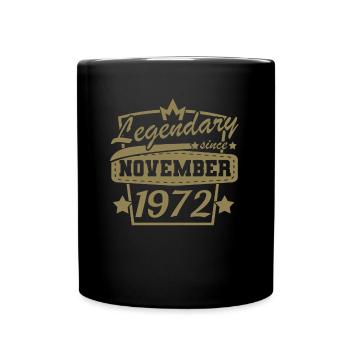 Legendär seit November 1972 Retro Sprüche 50. - Tasse einfarbig - Schwarz - Vorne