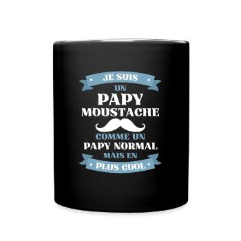 papy moustache humour papi idée cadeau grand père - Mug uni - noir - Devant