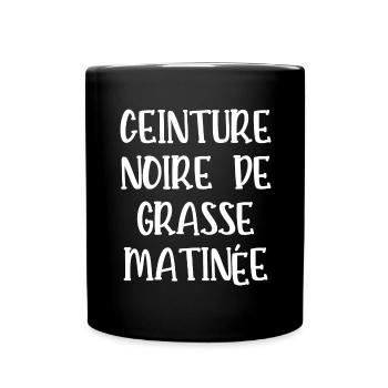 ceinture noire de grasse matinée - Mug uni - noir - Devant