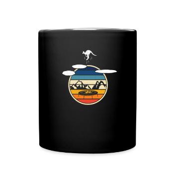 Retro Känguru springt auf Trampolin - Tasse einfarbig - Schwarz - Vorne