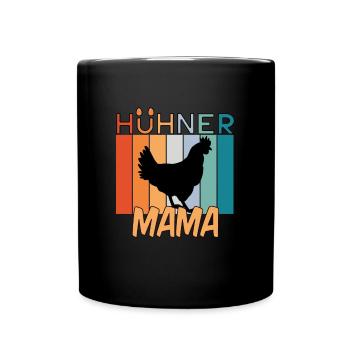 Hühner Mama - Tasse einfarbig - Schwarz - Vorne