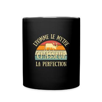 chasseur homme perfection humour chasse cerf drole - Mug uni - noir - Devant