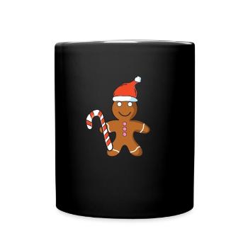Weihnachtlicher Kekse Lebkuchenmann - Tasse einfarbig - Schwarz - Vorne