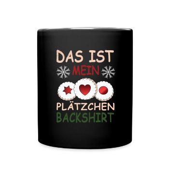 Das ist mein Plätzchen Backshirt - Tasse einfarbig - Schwarz - Vorne