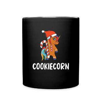 Cookiecorn - Süßes weihnachtliches Einhorn - Tasse einfarbig - Schwarz - Vorne