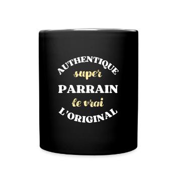 Super parrain filleul filleule humour idée cadeau - Mug uni - noir - Devant