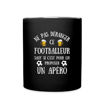 footballeur apéro humour foot homme idée cadeau - Mug uni - noir - Devant