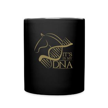Pferd Design in meiner DNA - Tasse einfarbig - Schwarz - Vorne