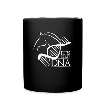 Pferd Design in meiner DNA - Tasse einfarbig - Schwarz - Vorne