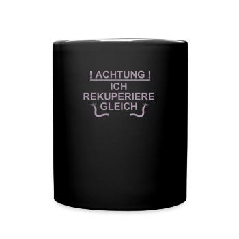 Achtung ich rekuperiere gleich Elektro Auto - Tasse einfarbig - Schwarz - Vorne