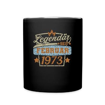 Legendär seit Februar 1973 Retro - Tasse einfarbig - Schwarz - Vorne