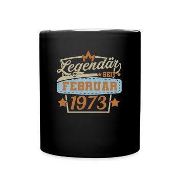 Legendär seit Februar 1973 Retro - Tasse einfarbig - Schwarz - Vorne