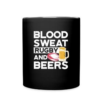 Blood Sweat Rugby And Beers Rugby - Full Colour Mug - black - Front