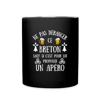 breton apéro humour bretagne homme breizh cadeau - Mug uni - noir - Devant