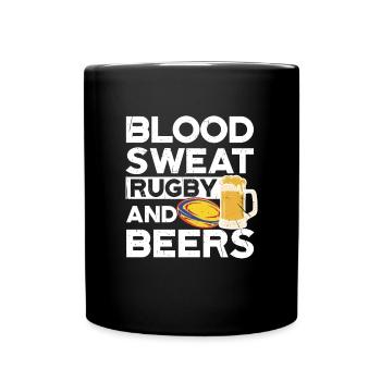 Blood Sweat Rugby And Beers Romania Rugby - Full Colour Mug - black - Front