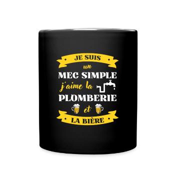 mec simple plomberie biere humour plombier homme - Mug uni - noir - Devant
