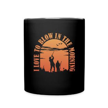Chasseur J’aime souffler le matin Chasse à l’oie - Mug uni - noir - Devant