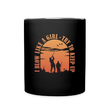 Je souffle comme une fille essaie de continuer la chasse à l’oie - Mug uni - noir - Devant