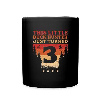 This Little Duck Hunter Just Turned 3 Duck Hunting - Full Colour Mug - black - Front