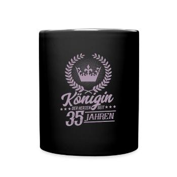 Königin der Herzen seit 35 Jahren - Tasse einfarbig - Schwarz - Vorne