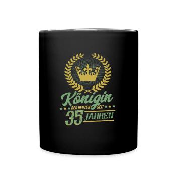 Königin der Herzen seit 35 Jahren - Tasse einfarbig - Schwarz - Vorne