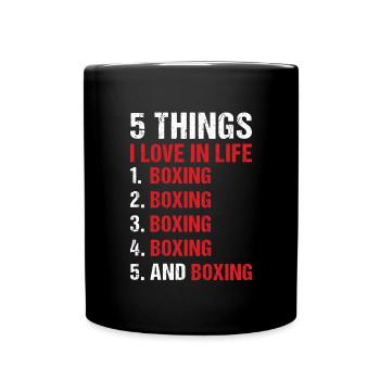 Sport 5 choses que j’aime dans la vie Boxe - Mug uni - noir - Devant