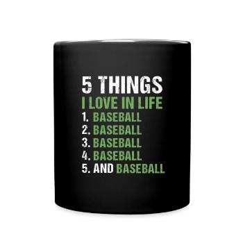 Sport 5 choses que j’aime dans la vie Baseball - Mug uni - noir - Devant