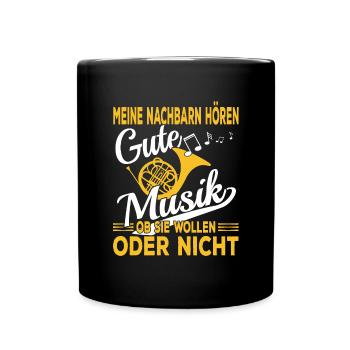 Blasmusiker Horn Musiker - Tasse einfarbig - Schwarz - Vorne
