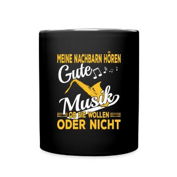 Saxophone Musiker - Tasse einfarbig - Schwarz - Vorne
