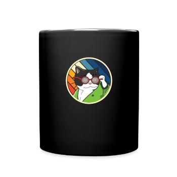 Katze mit Sonnenbrille - Tasse einfarbig - Schwarz - Vorne