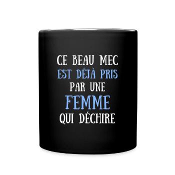 beau mec déjà pris humour saint Valentin couple - Mug uni - noir - Devant