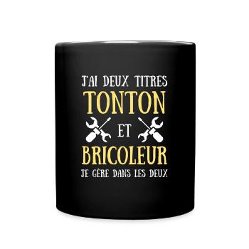 tonton bricoleur humour bricolage homme cadeau - Mug uni - noir - Devant