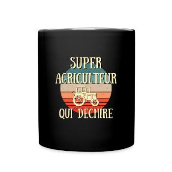 super agriculteur qui déchire humour paysan homme - Mug uni - noir - Devant