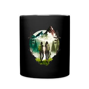 Hiking friends in the mountains - Full Colour Mug - black - Front