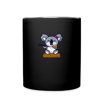 cute koala bear girl eats noodles with chopsticks - Full Colour Mug - black - Front