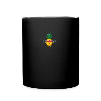 Ananas Hanteln Bodybuilding Fitness Workout - Tasse einfarbig - Schwarz - Vorne